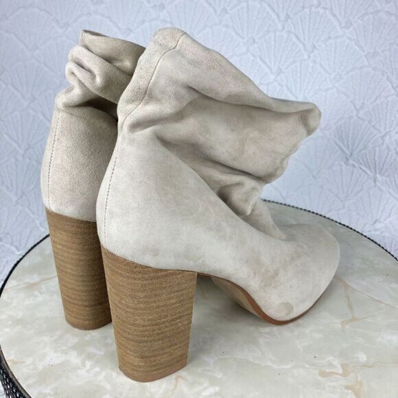 Chinese Laundry Slouchy Ankle Block Heels Booties 10 Beige Boho Western Bootie - Picture 8 of 12